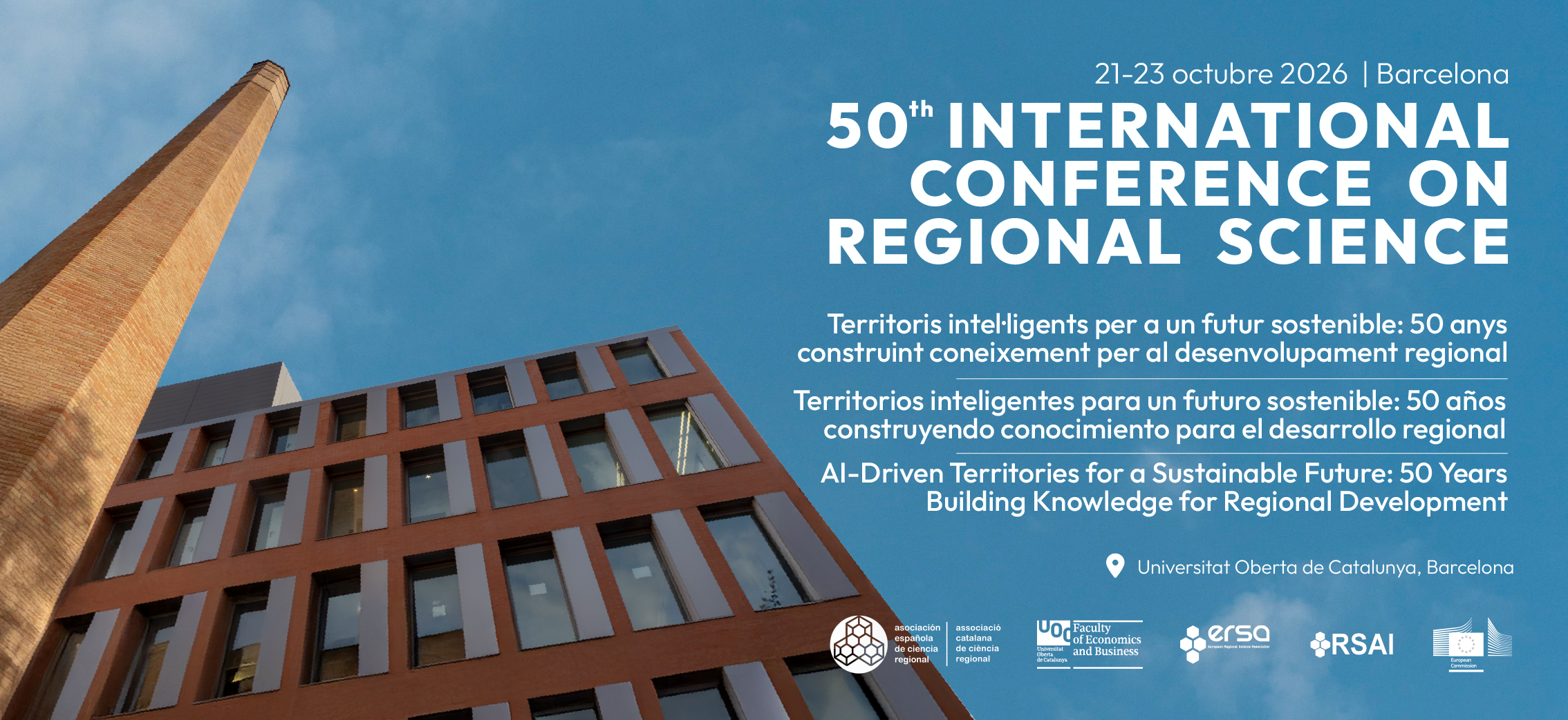 Finalización del periodo ordinario de pago, proceso de inscripción y petición de facturas de la 50ª Reunión de Estudios Regionales- Barcelona, 21-23 de octubre de 2026